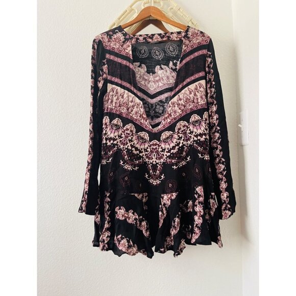 Free People Boho Oversized long sleeve mini Dress SzS - Picture 6 of 8